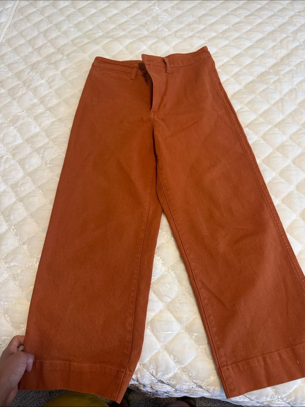 Madewell Slim Emmett  Wide Leg Crop Cotton Pants - Rust Orange
